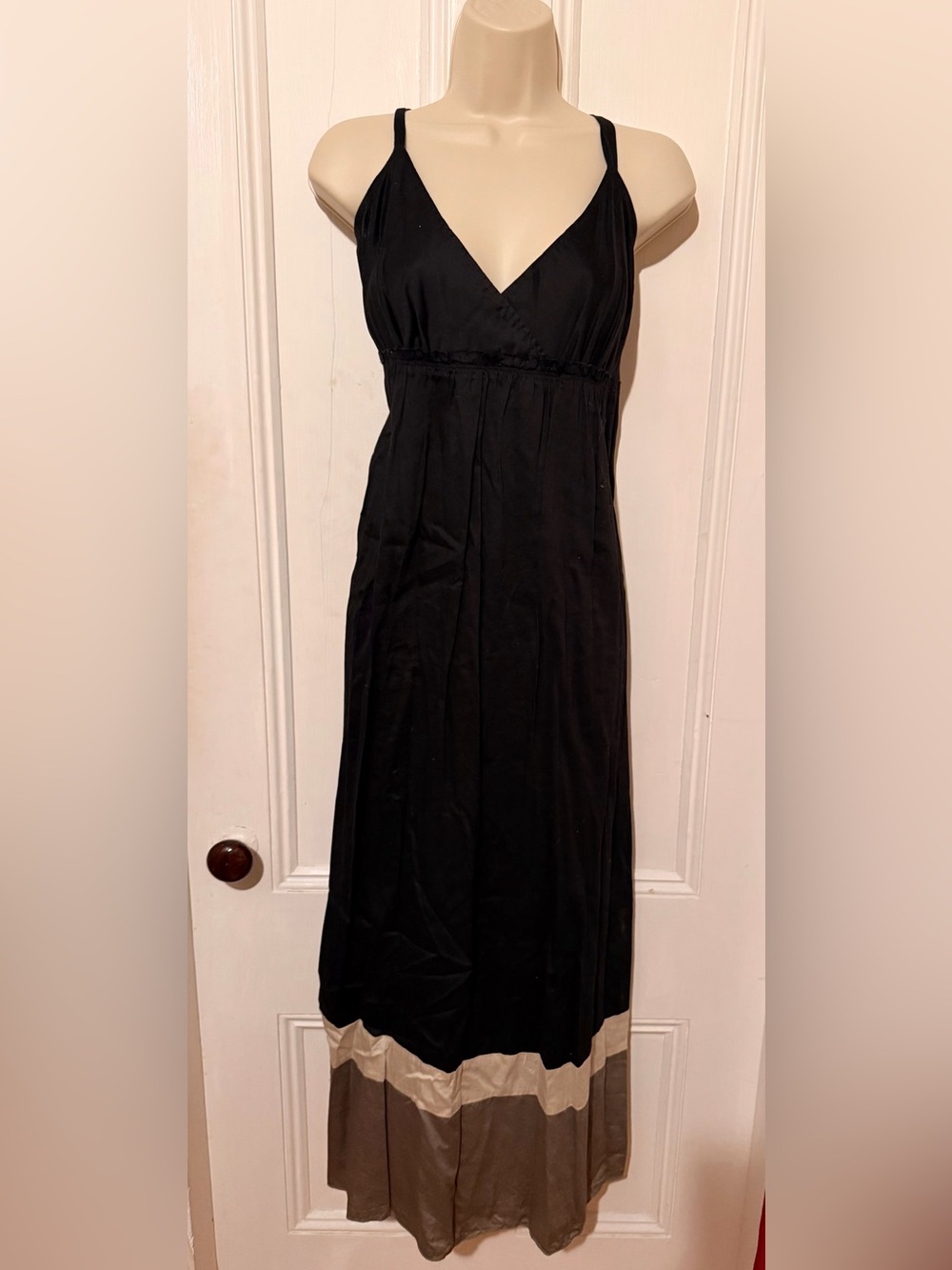 Calvin Klein Jeans Black Tan Taupe Long Dress 100% Cotton XL